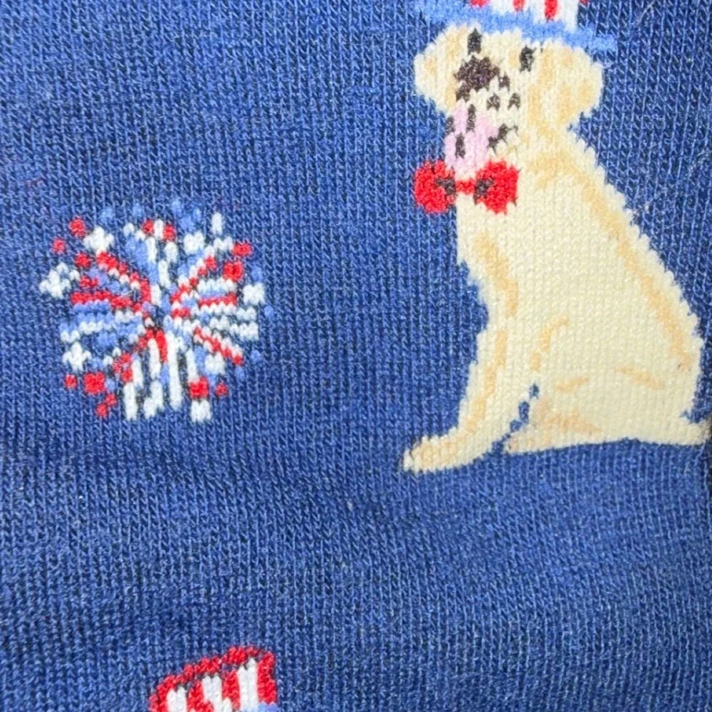 Into Socks 2 Pack Men Retriever Dog American Flag Crew Socks Grey Navy 7-12 NEW